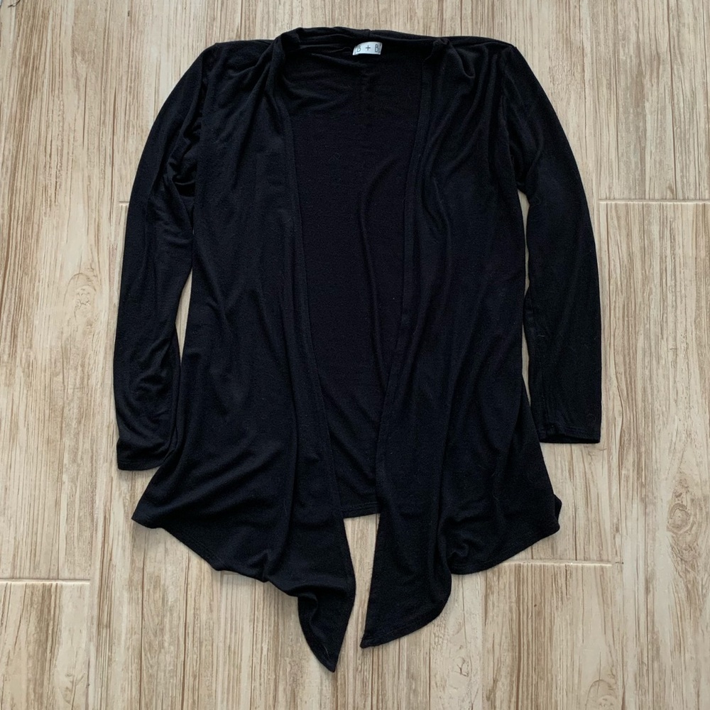 Black waterfall open-front cardigan